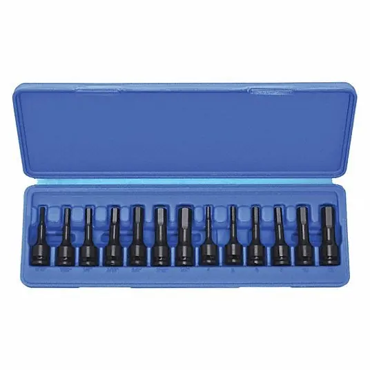 KVM Tools KV4PRG1 Impact Socket Bit Set SAE/Metric, 3/8 in Drive Size, 13 Pieces, Fixed Insert, Hex Tip