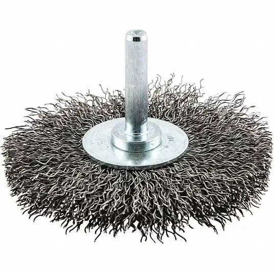 Norton 66254443308 Wire Wheel Brush Crimped Steel, 3" Dia x 1/2" Wd, 1/4" Shank, 0.012" Fill