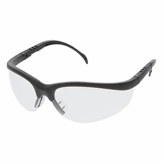 MCR Safety KD110 Klondike (KD1), Safety Glasses, Anti-Scratch, Clear Lens, Black Frame, Half Frame, 1 PR