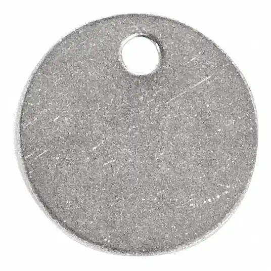 KVM Tools 41821 Blank Tag Aluminum, 1 in Dia, Silver, 0.04 in Thick, Round, 1 in x 1 in, 100 PK