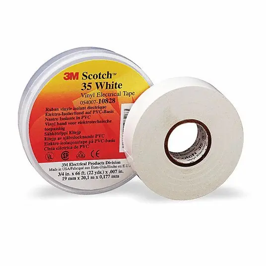 3M 10828 Electrical Tape 3/4 in Wd, 22 yd Lg, 7 mil Thick, Vinyl, Rubber, 600 V Volt Rating, 35 White