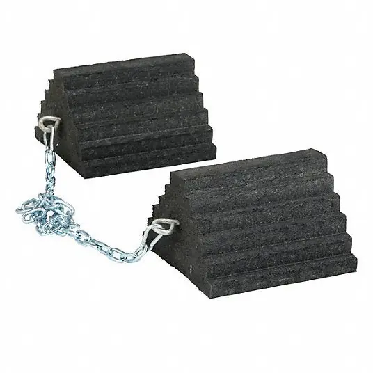 Checkers CH4121-8-CH3 Wheel Chock Rubber, 55 in Max Compatible Wheel Dia, 10,000 lb Vehicle Wt - Max, 2 Chocks, 1 PR