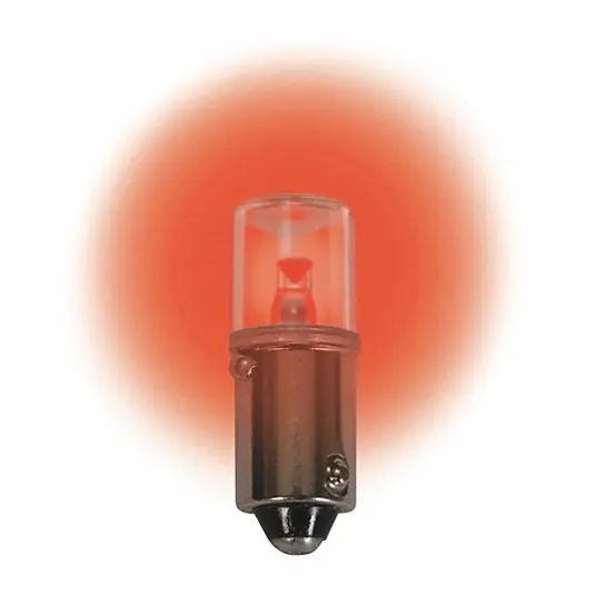 CEC Industries LM1012MB-R Compact LED Bulb LED, Miniature Bayonet (BA9s), (T) Tubular, T3-1/4, 12V DC, Red