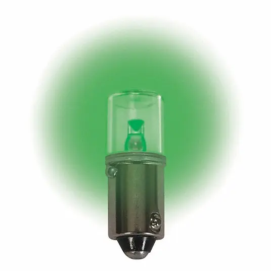 CEC Industries LM1012MB-G Compact LED Bulb LED, Miniature Bayonet (BA9s), (T) Tubular, T3-1/4, 12V DC, Green