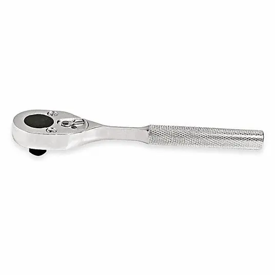 Proto J5249 Hand Ratchet Pear, Reversible, 7 in Overall Lg, Chrome, 15° Min Arc Swing, 3/8 in Drive Size