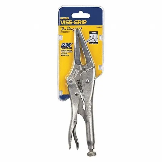 Irwin 9LN Locking Plier Long Nose, Lever, 2 3/4 in Max Jaw Opening, 9 in Overall Lg, 2 1/8 in Jaw Lg