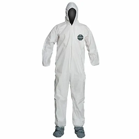 Dupont NB122SWHXL002500 Disposable Coveralls XL, ProShield® 50, Elastic Wrist, White, Serged Seam, 25 PK