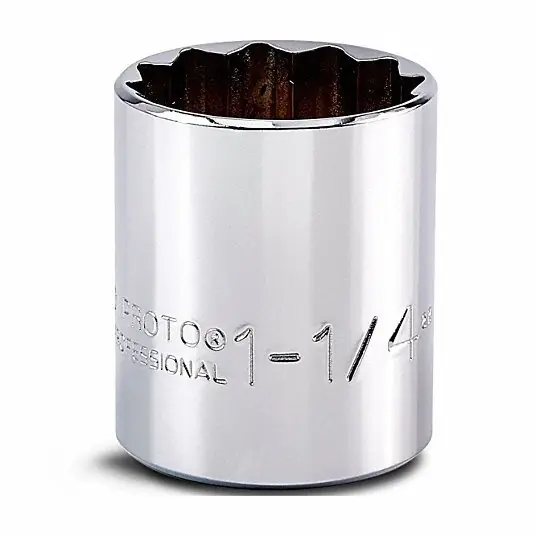 Proto J5440H Socket SAE, 1/2 in Drive Size, 1 1/4 in Socket Size, 6-Point, Std, Chrome, Not Tether Capable