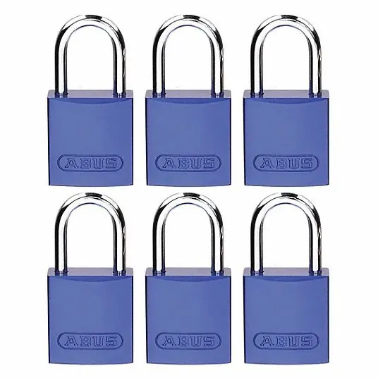 Brady CPAL-BLU-25AL-KA6 Lockout Padlock Keyed Alike, Aluminum, Compact Body Body Size, Aluminum, Std, Blue, Aluminum PK6