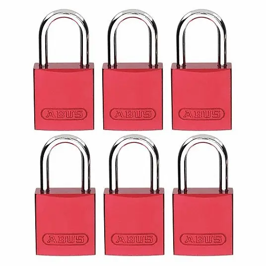 Brady CPAL-RED-25AL-KA6 Lockout Padlock Keyed Alike, Aluminum, Compact Body Body Size, Aluminum, Std, Red, Aluminum PK6