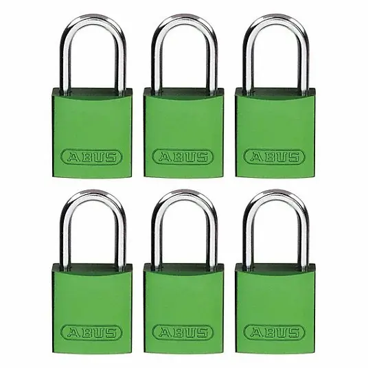 Brady CPAL-GRN-25AL-KA6 Lockout Padlock Keyed Alike, Aluminum, Compact Body Body Size, Aluminum, Std, Green, Aluminum