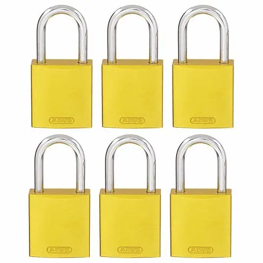Brady CPAL-YLW-25AL-KA6 Lockout Padlock Keyed Alike, Aluminum, Compact Body Body Size, Aluminum, Std, Yellow PK6