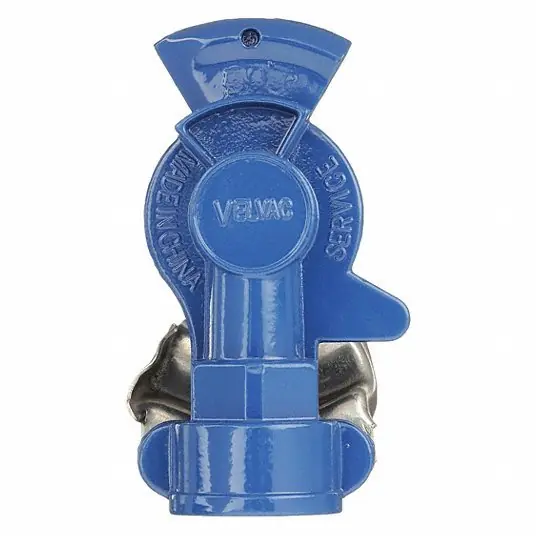 Velvac 035169 Gladhand 1/2 in Port Size, Aluminum, 90°, 1/2"-14 Thread Size, 120 psi Max. Working Pressure @ 70 F