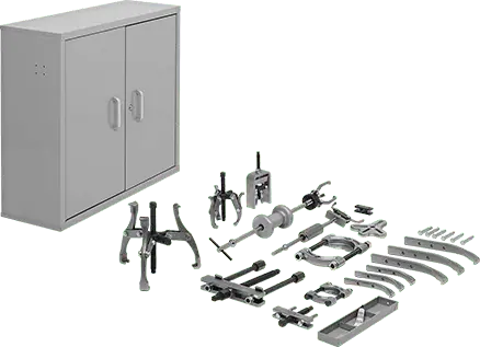 McMaster 69715A45 Reversible Jaw External/Internal Grip Puller Set with Locking Storage Box