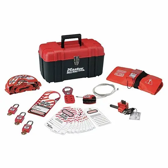 Master Lock 1457V410KA Portable Lockout Kit, Filled, Valve, 23