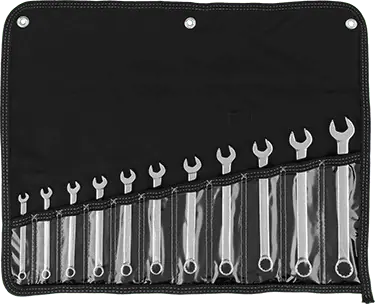 McMaster 5314A26 Polished Chrome-Plated Combination Wrench with 12-Point Openings, 11-Piece Metric Set
