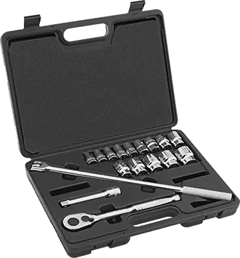 McMaster 5880A22 Economy 12-Point Socket Set, 1/2" Square Drive, 17 Pieces