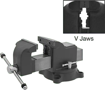 McMaster 5310A6 Bench Vise Economy, Flat and V Jaws, 8" Wide Flat Jaw, Swivel Base
