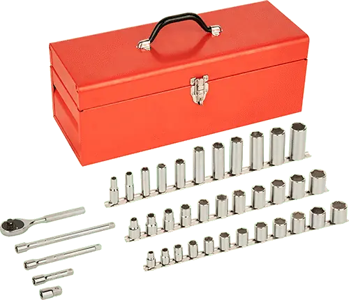 McMaster 7936N107 6-Point Socket Set 1/2" and 3/8" Square Drive, 39 Pieces