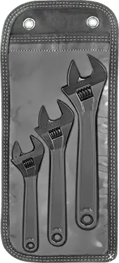 McMaster 5211A72 Cushion-Grip Adjustable Wrench 3 Piece Set, Black-Oxide, 1-1/2" Maximum Jaw Capacity
