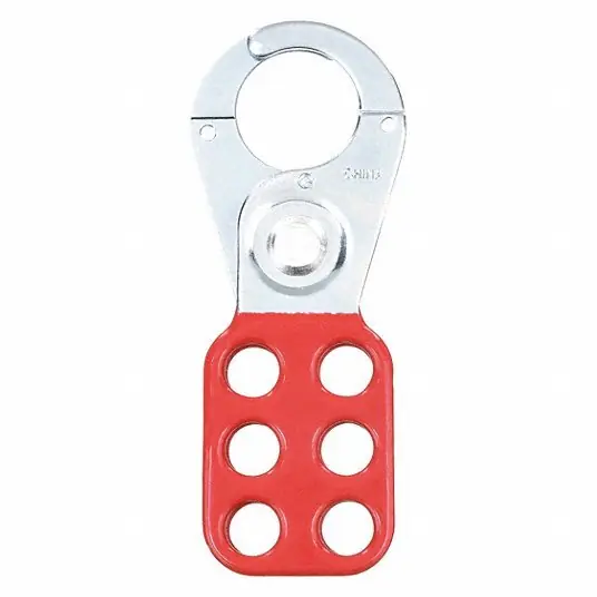 Brady 65375 Lockout Hasp Std Hasp, 1 in Opening Size, Red, 6 Padlocks, Std,=