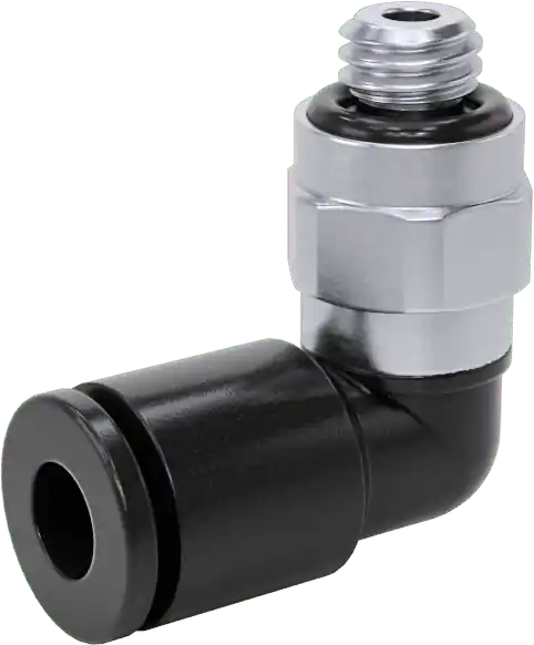 McMaster 5779K284 Push-to-Connect Tube Fitting for Air Short Swivel Elbow, for 5/32" Tube OD x 10-32 Male