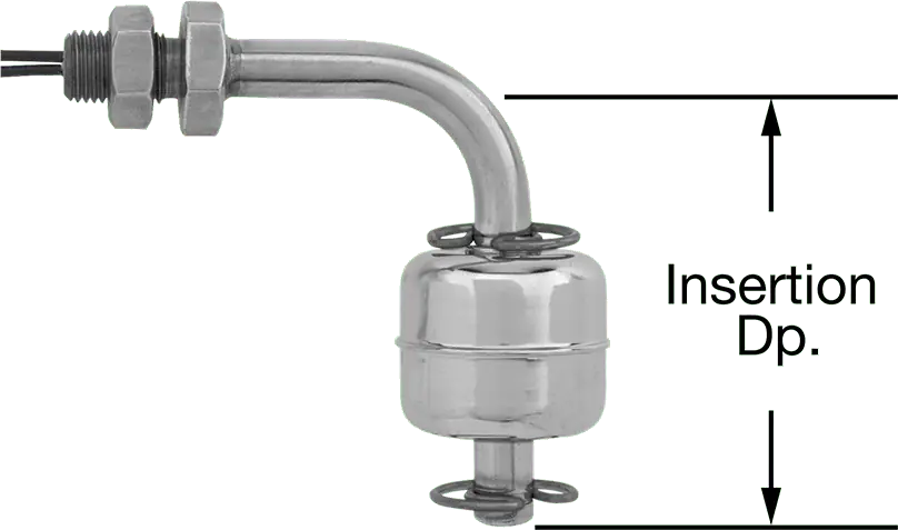 McMaster 46815K17 Horizontal-Mount Float Switch for Food and Beverage, Through-Wall Connection