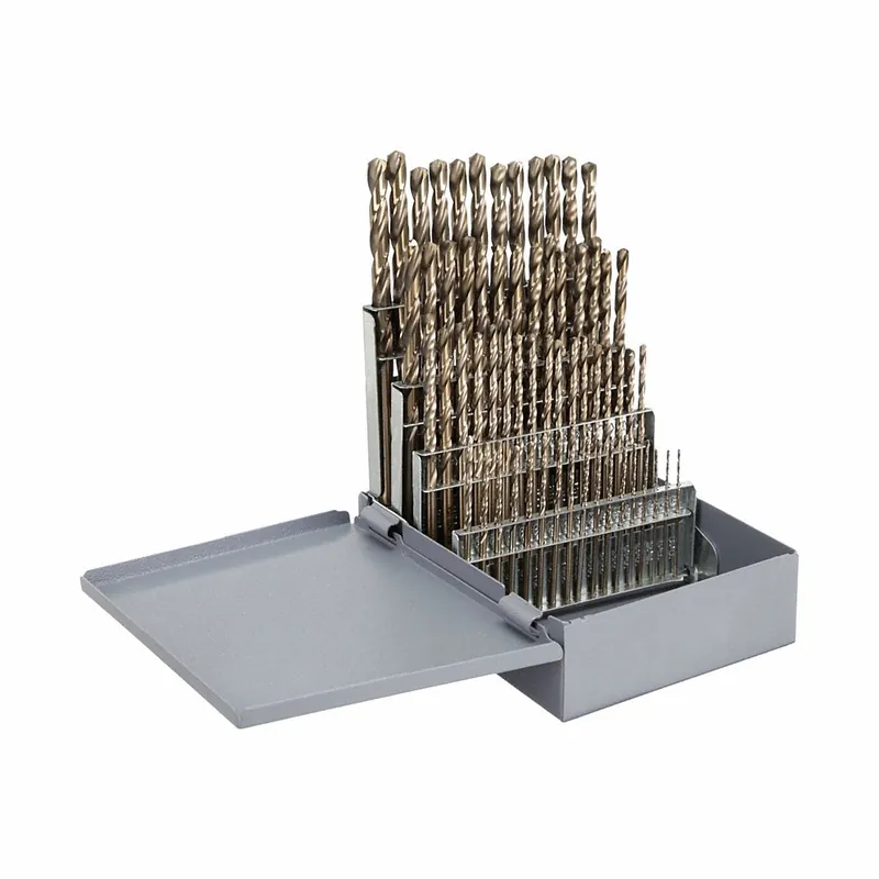 Cle-Line C21125 Jobber Length Drill Bit Set 60 Pc, 60 to 1, 135° Split Point, Straw/Bronze Cobalt