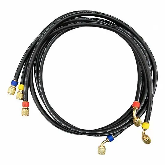 Testo 0554 2113 Hose Set 5 ft Lg, 45° Angle, Black/Blue/Red/Yellow, Rubber, 3 Hoses, Ball Valve