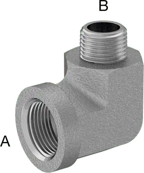 McMaster 50925K517 Compact Extreme-Pressure Steel Pipe Fitting 90 Degree Reducing Adapter, 3/4 Female x 1/2 Male NPTF