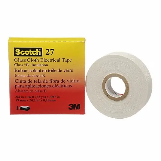 3M 27-3/4"X66‘ Electrical Tape 3/4 in Wd, 22 yd Lg, 7 mil Thick, Fiberglass Cloth, Rubber, 600 V Volt Rating