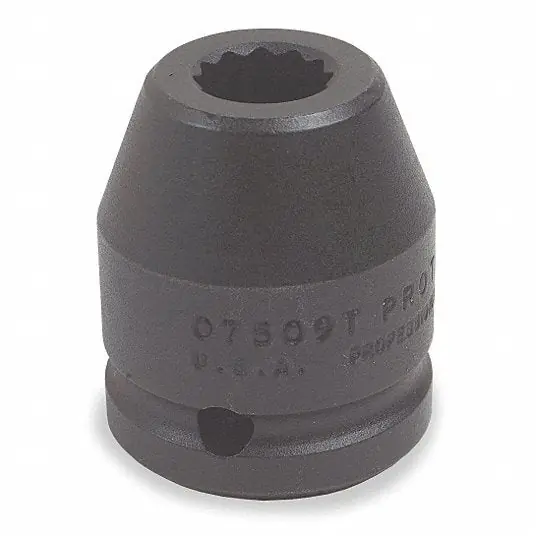 Proto J07526T Impact Socket 3/4 in Drive Size, SAE, 1 5/8 in Socket Size, 12-Point, Std, Black Oxide