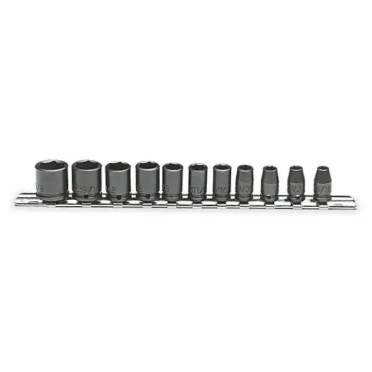 Proto J69106 Impact Socket Set 1/4 in Drive Size, Small Set (0-50 pieces) Set Size, 11 Pieces, Black Oxide