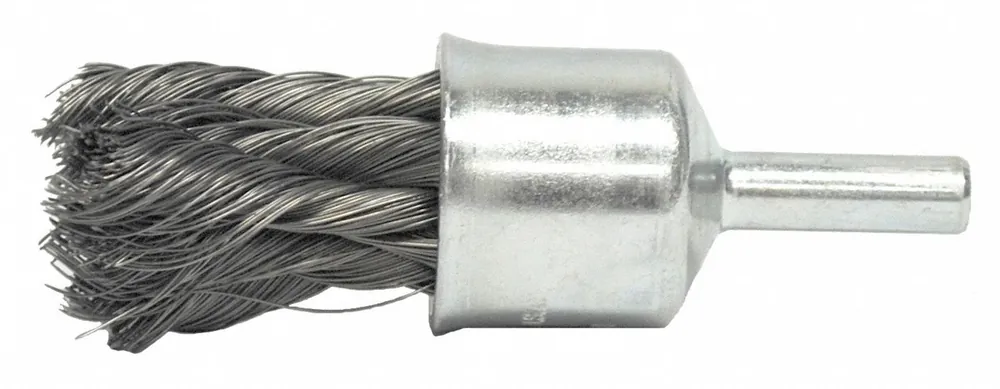 Weiler 10208 Knot Wire End Brush (10 pk), 1/2 in Brush Dia, 1/4 in Round Shank, Twisted Carbon Steel, 0.01 in Fill Dia
