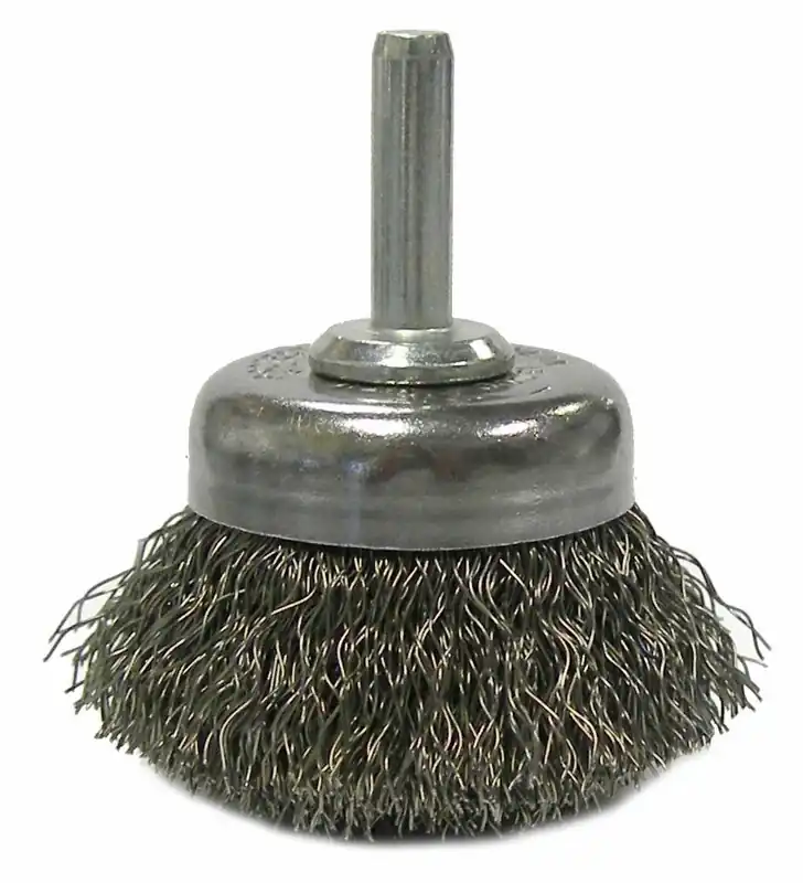 Weiler 14300 Crimped Wire Cup Brush (10 pk), 1-3/4 in Brush Dia, 1/4 in Shank, Crimped Carbon Steel, 0.006 in Fill Dia