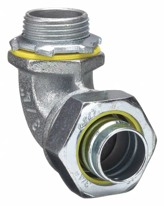 Raco 3423 Liquid-Tight Conduit Fitting, 3/4 in Trade Size, 90° Elbow, Steel/Iron, Non-Insulated