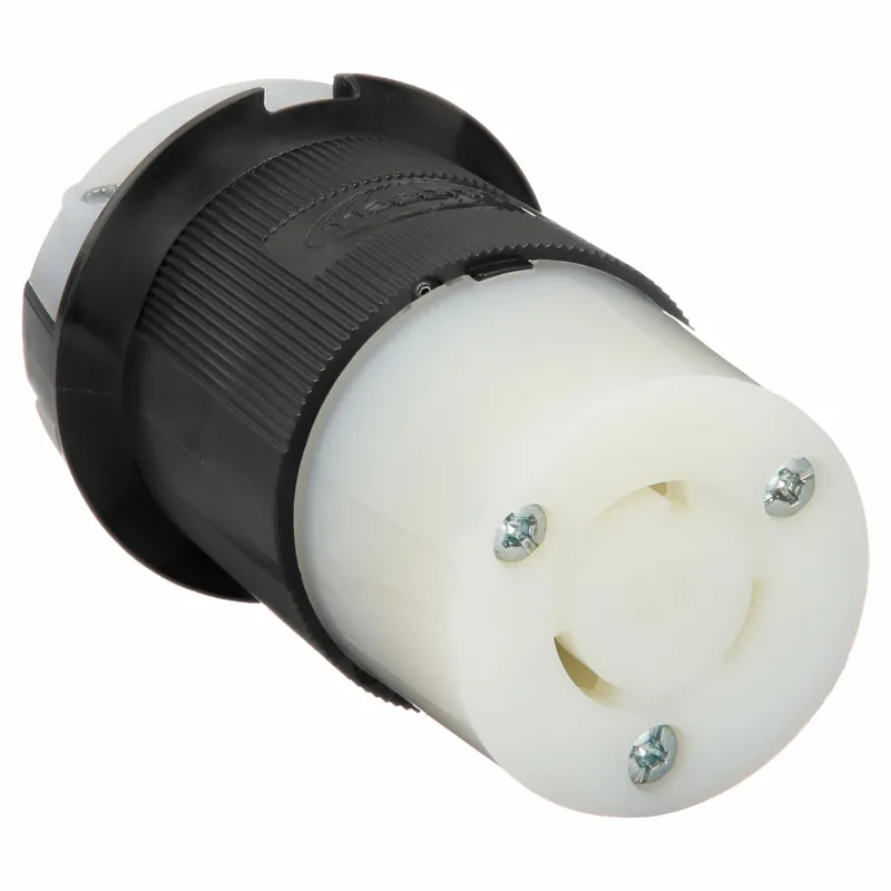 Hubbell HBL2313 Locking Connector, L5-20R, 20 A, 125V AC, 1-Phase, 2 Pole, Screw Terminals, Black/White