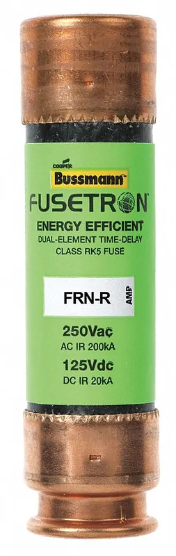 Eaton Bussmann FRN-R-50 Fuse, 50 A, 250V AC / 125V DC, Class RK5, Time-Delay, FRN-R Series