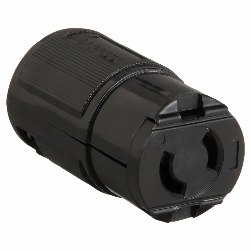 Hubbell HBL7464V Midget Locking Connector, ML1-15R, 15 A, 125V AC, 1-Phase, 2 Pole, Screw Terminals, Black