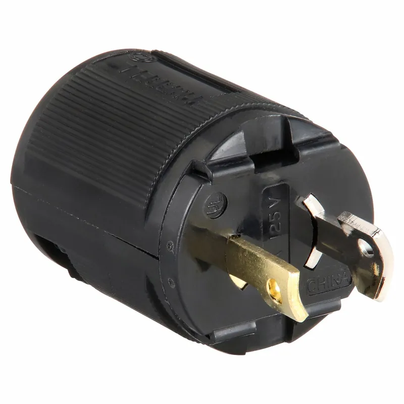 Hubbell HBL7465V Midget Locking Plug, ML1-15P, 15 A, 125V AC, 1-Phase, 2 Pole, Screw Terminals, Black