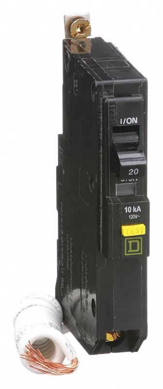 Square D QOB120GFI Miniature Circuit Breaker, QO Series, 20 A, 1 Pole, 120V AC, GFI, 10 kA AIR
