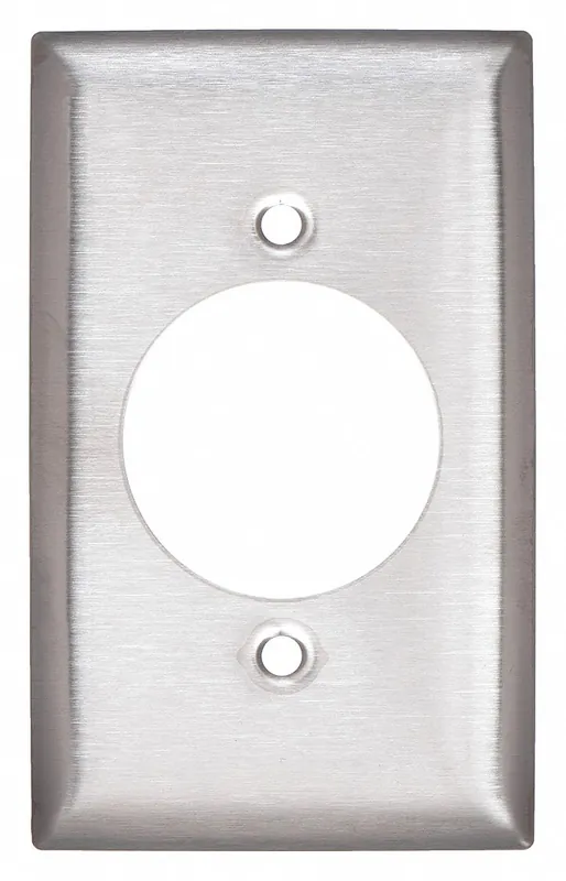 Hubbell SS720 Wall Plate, Single Receptacle, 1 Gang, Stainless Steel, Silver Brushed, Smooth