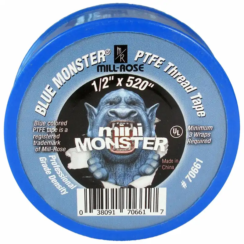 Blue Monster 70661 PTFE Thread Sealant Tape, Med Density, 1/2 in x 43 ft