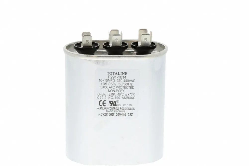 Carrier P291-1014 Oval Capacitor, 10/10 MFD, 370V, For HVAC