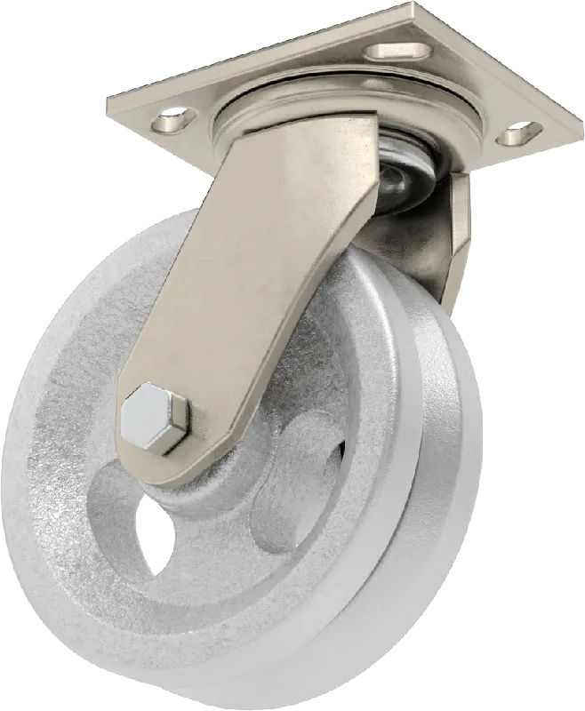 McMaster 2453T67 V-Groove Wheel Track Caster, High-Capacity, 4-1/2" × 4" Plate, Swivel with 6" Diameter Wheel