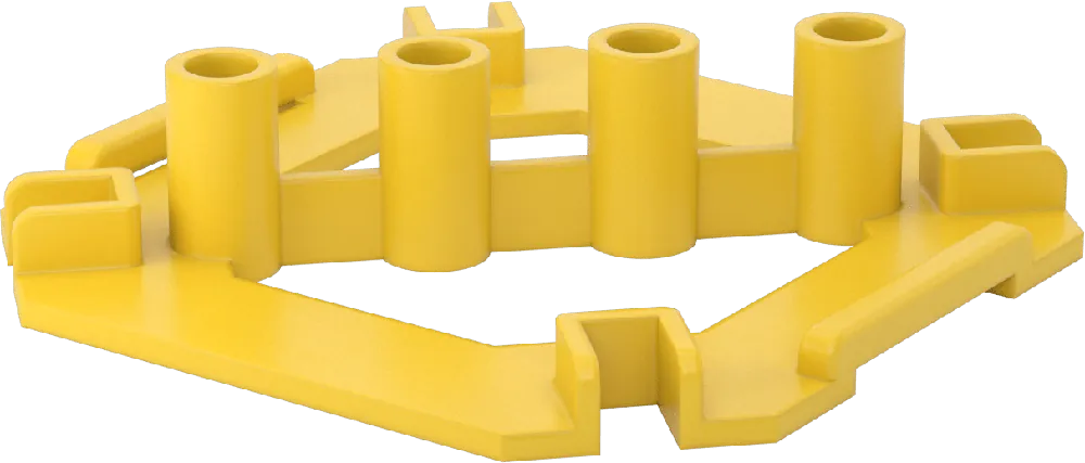 McMaster 3294T61 Base for No-Drill Railing, Galvanized Iron, Yellow, Accepts 4 Rails, OSHA Compliant