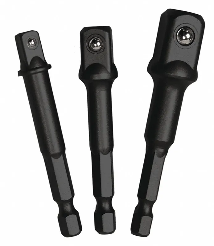 Century 68584 Impact Pro Socket Adapter Set, 3 Pc, 1/4 in Hex Power Notch Shank, SAE