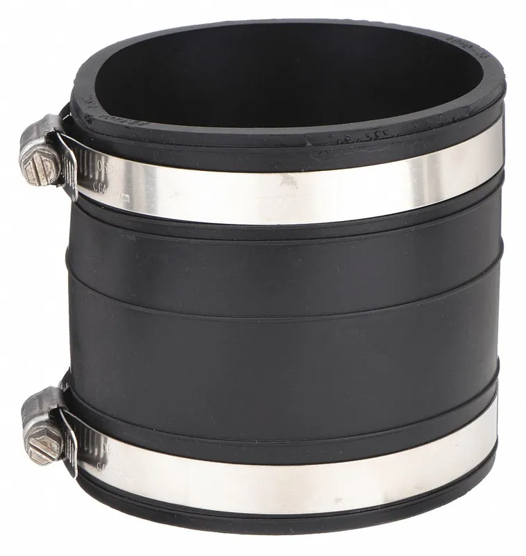 Fernco 1060-22 Flexible Coupling, Elastomeric PVC, For 2 in Pipe, w/ Stainless Steel Clamps