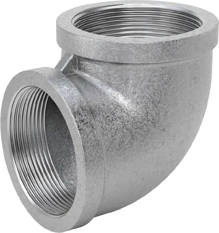 McMaster 4638K152 Low-Pressure Pipe Fitting, Galvanized Iron, 90° Elbow Connector, 3 NPT Female, Class 150