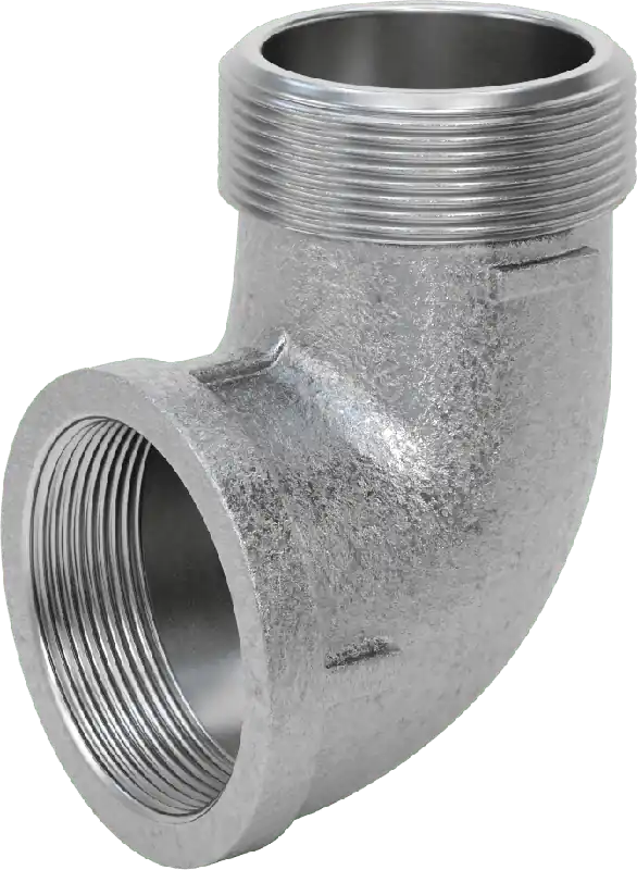 McMaster 4638K242 Low-Pressure Pipe Fitting, Galvanized Iron, 90° Elbow Adapter, 3 NPT Female × Male, Class 150